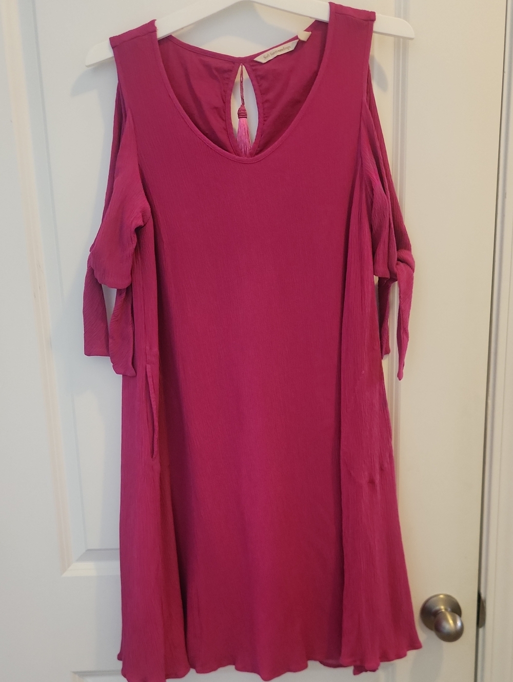 Soft Surroundings Magenta Cold-Shoulder Midi Dress